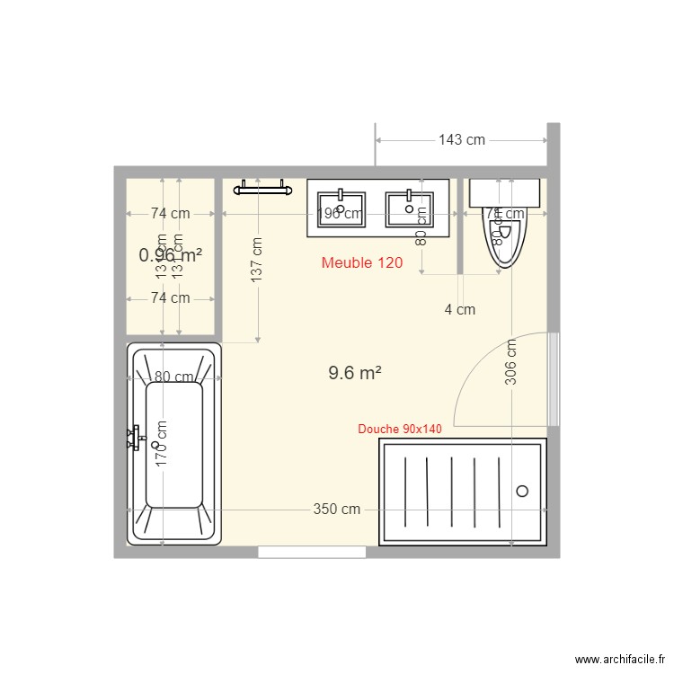 Salle de bains étage definitif. Plan de 0 pièce et 0 m2