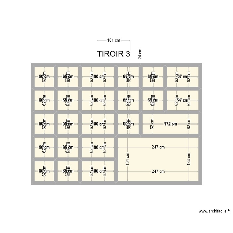 tirroir 3. Plan de 24 pièces et 15 m2