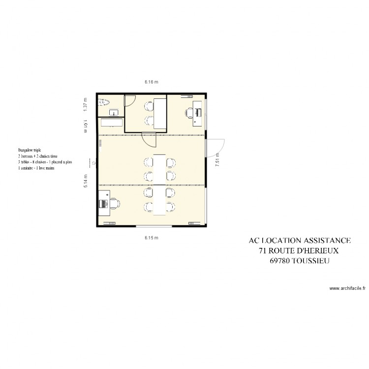 Chantier Axis Batiment Projet bungalow triple modifié. Plan de 0 pièce et 0 m2