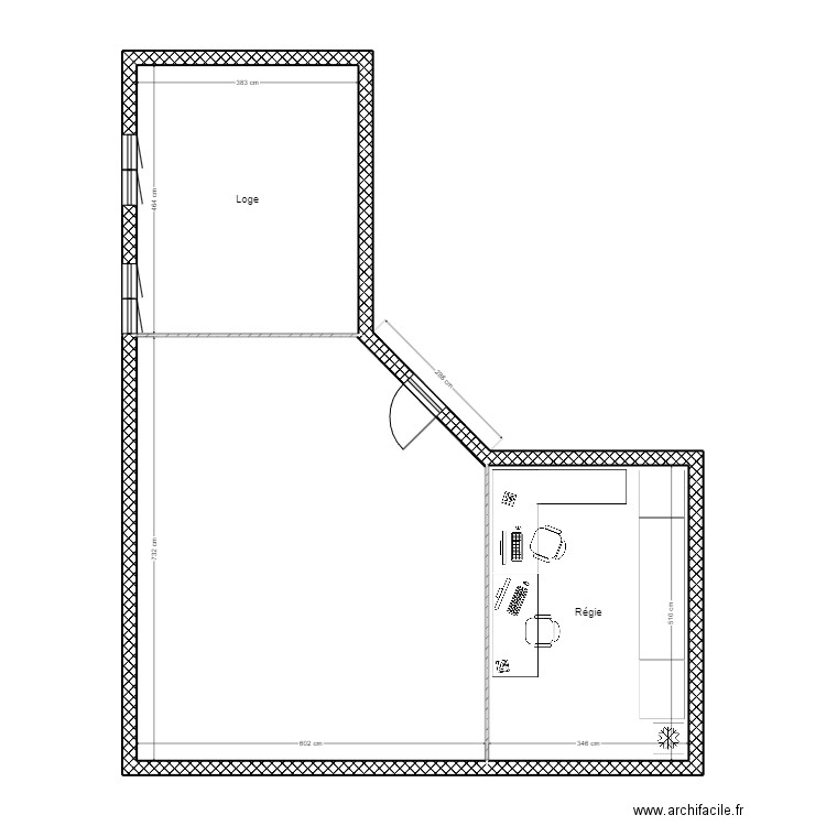 studio. Plan de 0 pièce et 0 m2