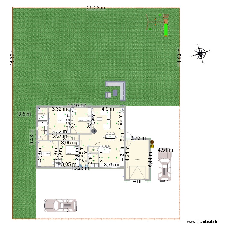 plan globale. Plan de 11 pièces et 133 m2