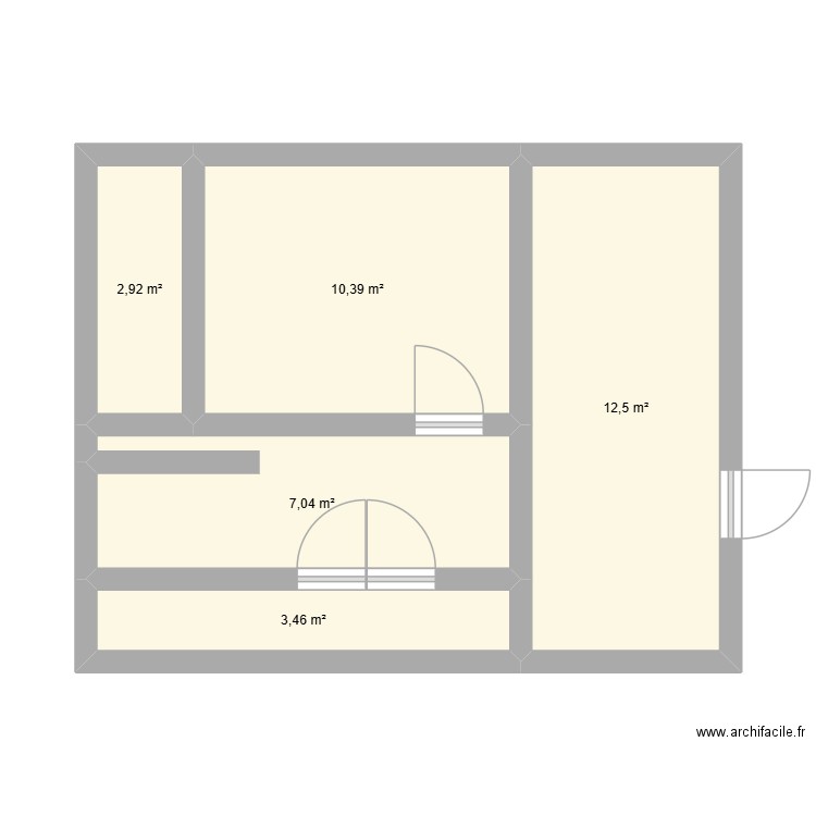 boulangerie. Plan de 5 pièces et 36 m2