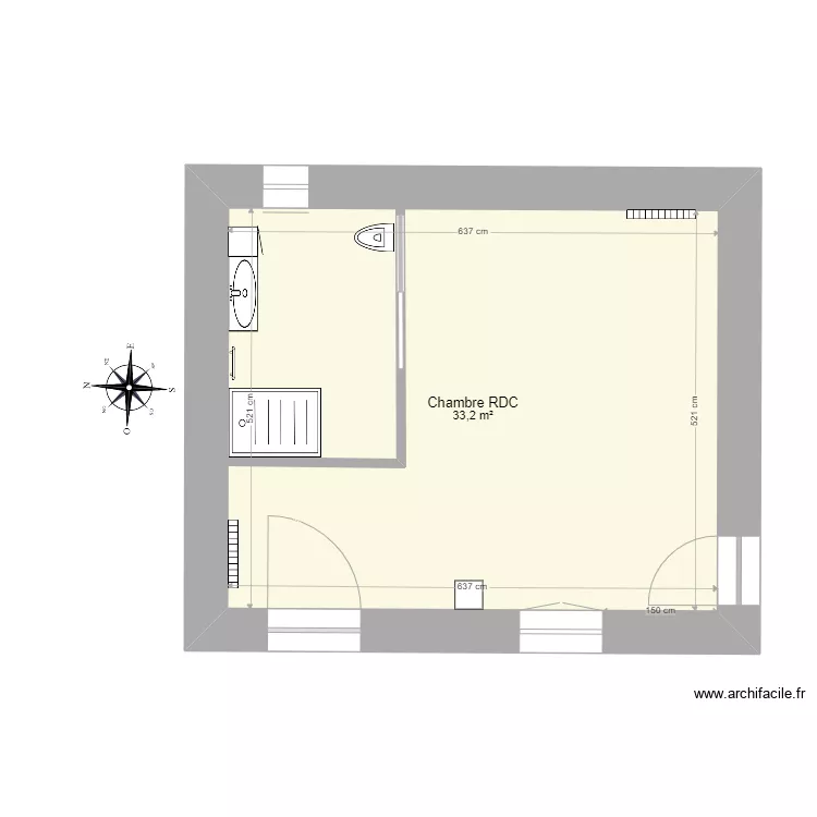 Chambre RDC. Plan de 