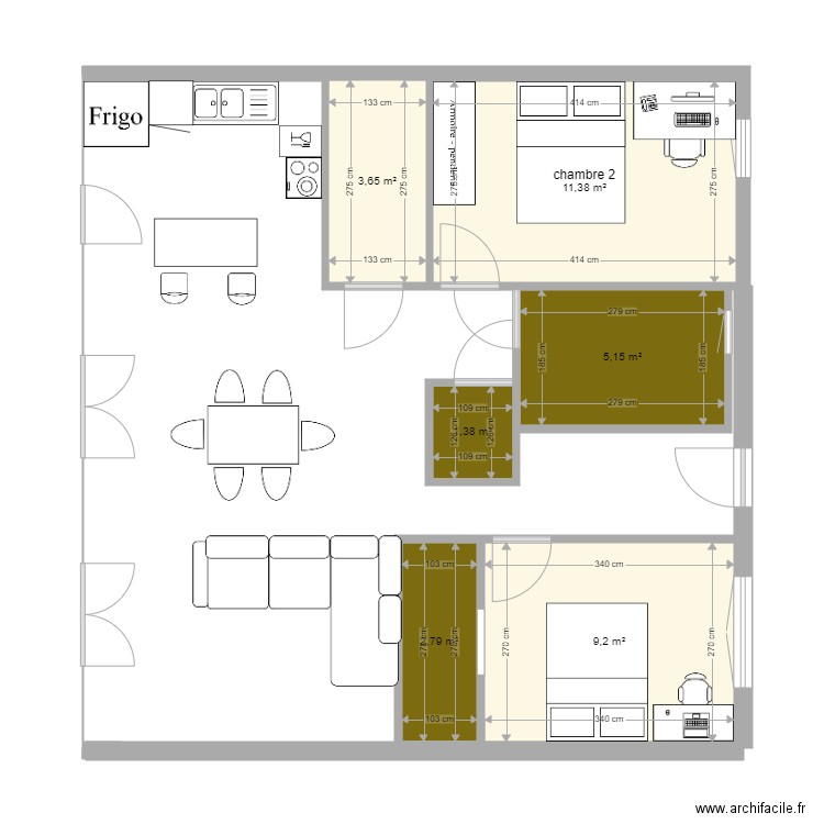 Appartement 2e version. Plan de 0 pièce et 0 m2