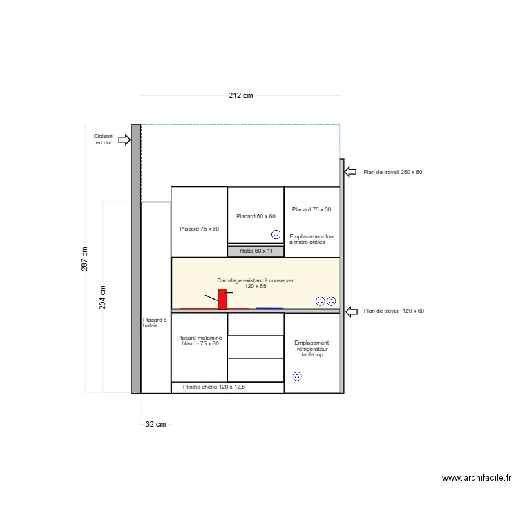2023 08 26 Kitchenette Studio 168 RDC - Projet. Plan de 0 pièce et 0 m2