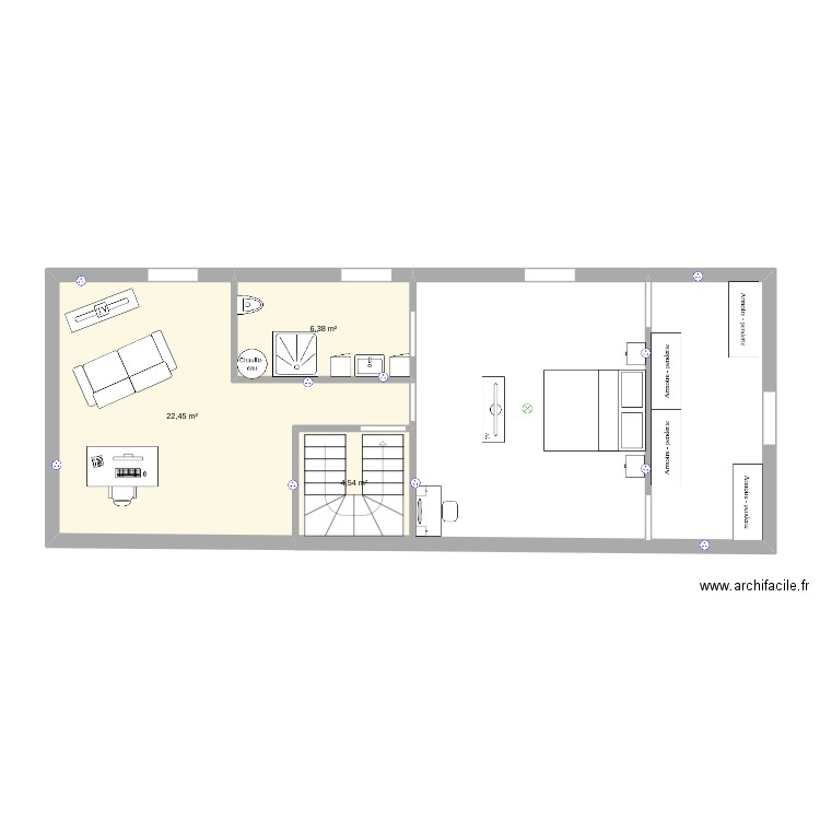 essai 2. Plan de 3 pièces et 33 m2