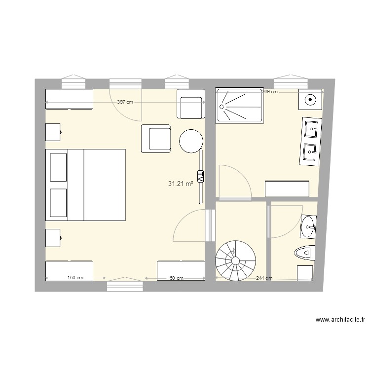 chalet etage. Plan de 0 pièce et 0 m2