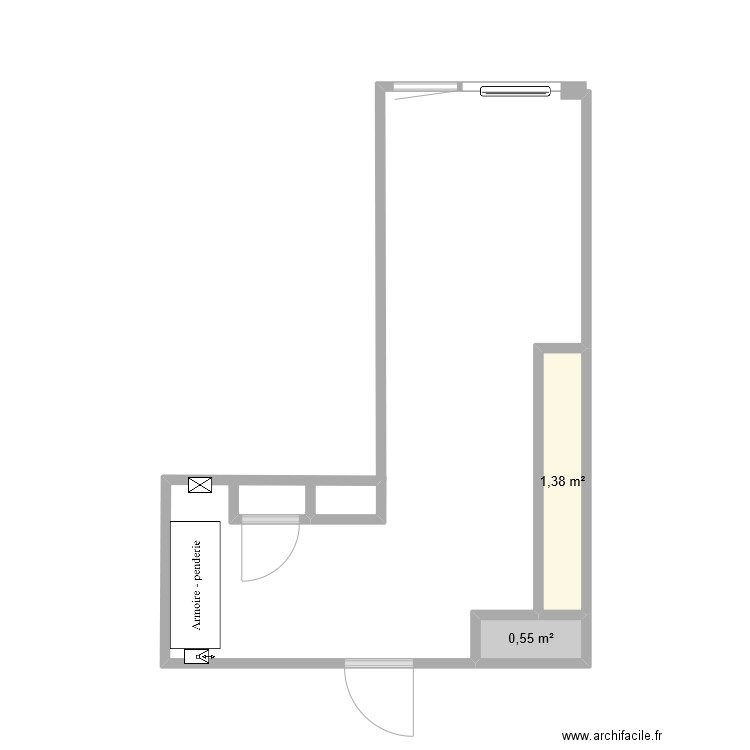 Cuisine et office. Plan de 2 pièces et 2 m2