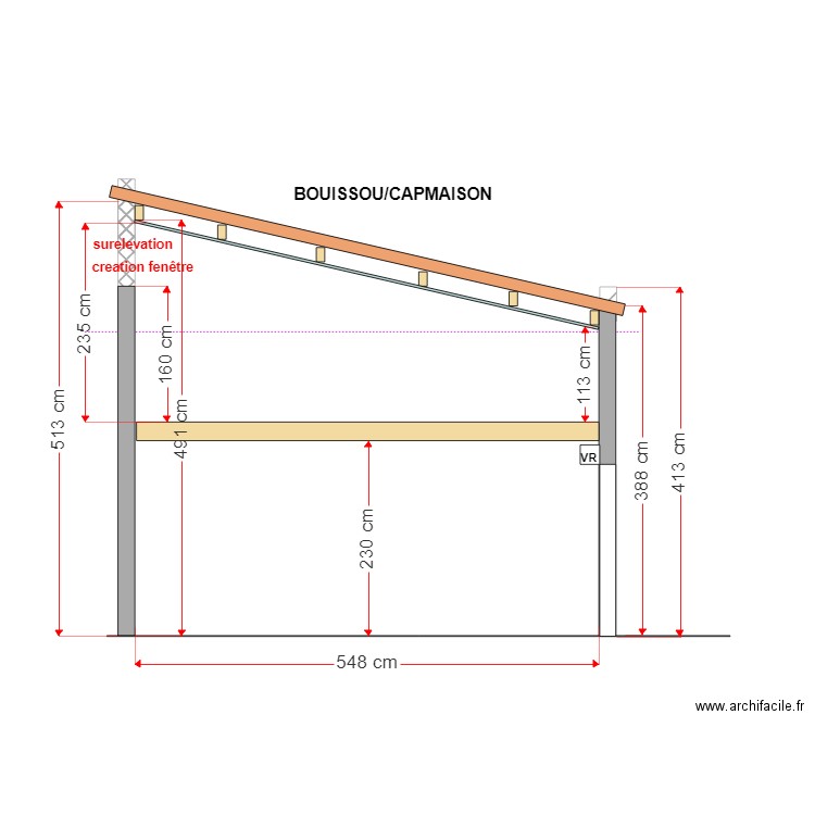 BOISSOU (coupe toiture). Plan de 0 pièce et 0 m2