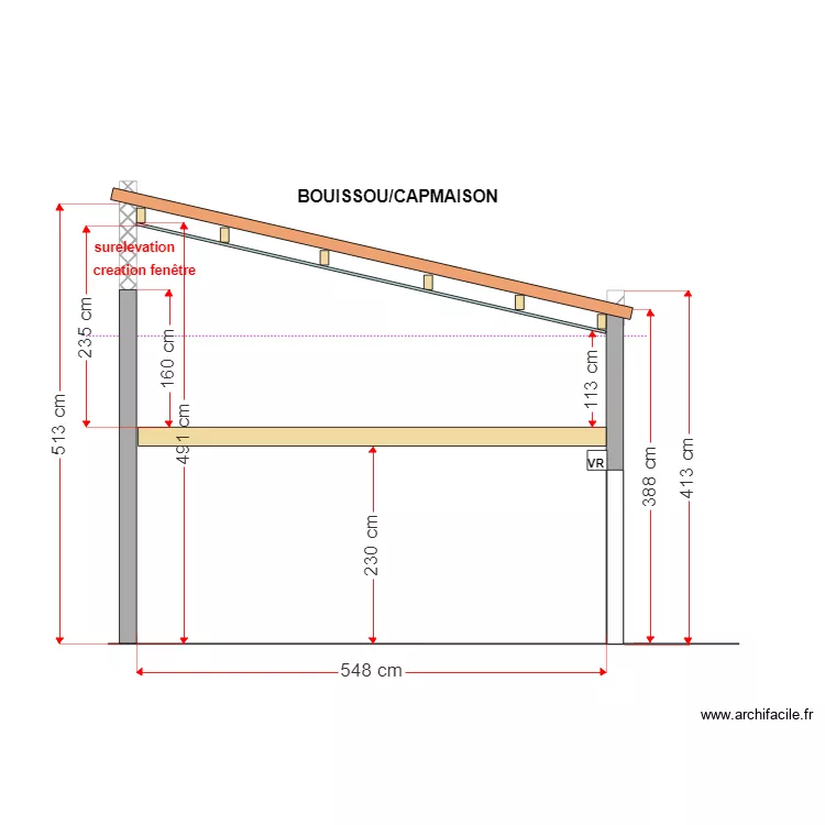BOISSOU (coupe toiture). Plan de 