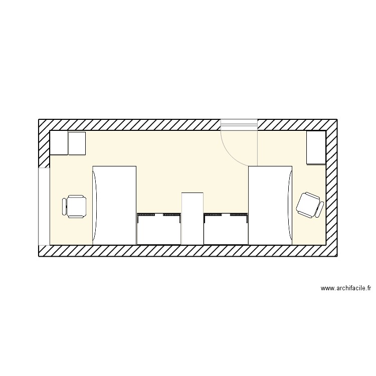 Bureau. Plan de 1 pièce et 16 m2