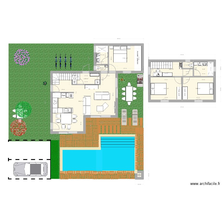 maison etage 2.1. Plan de 10 pièces et 92 m2