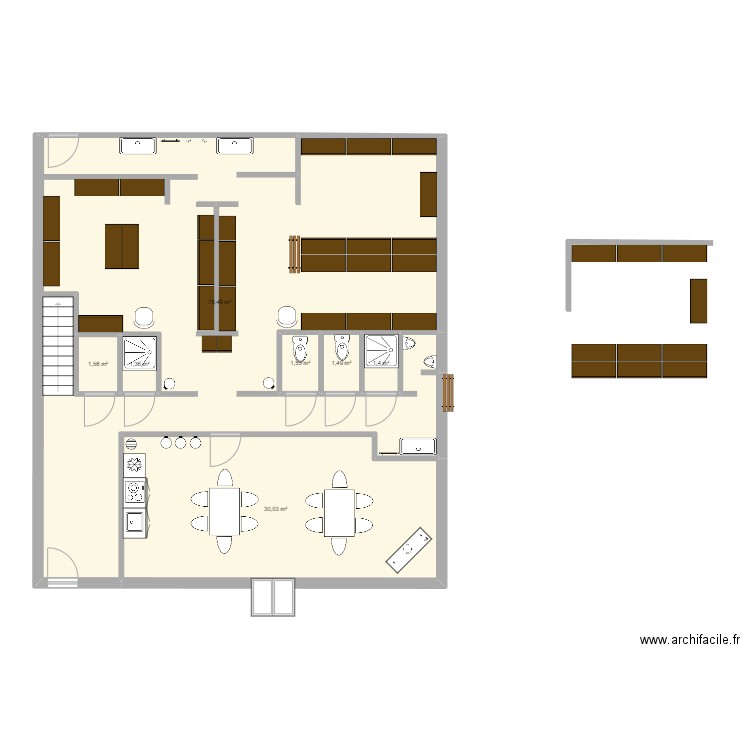 vestiaire Paul. Plan de 7 pièces et 121 m2