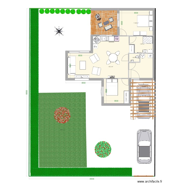 Projet Pornichet - 3. Plan de 4 pièces et 64 m2