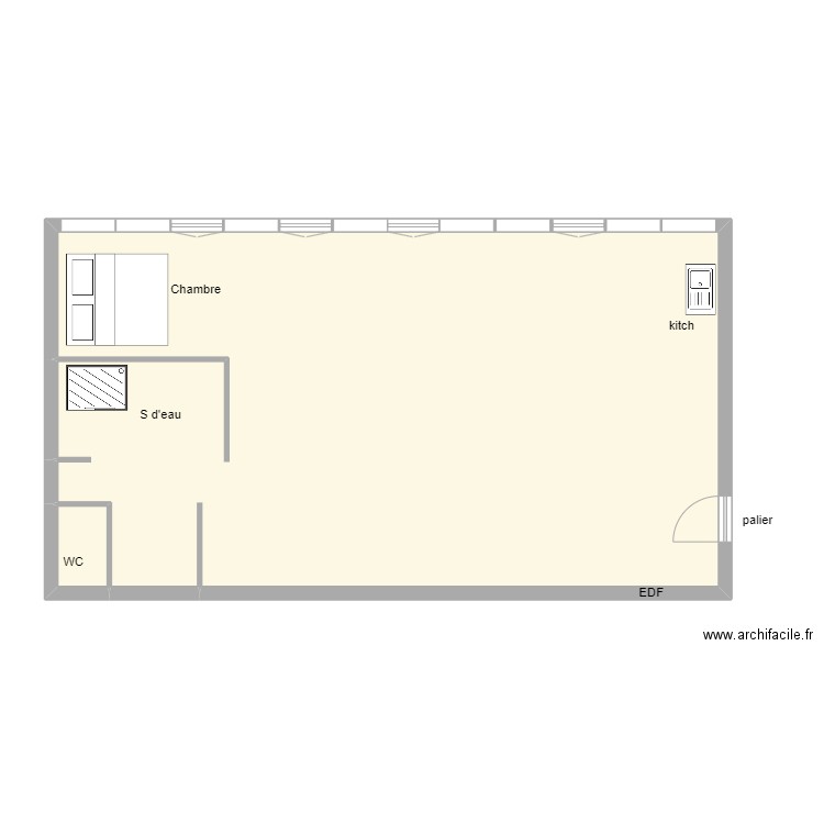 80 Turenne. Plan de 2 pièces et 88 m2