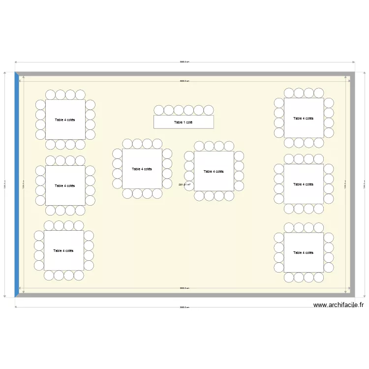 table carre. Plan de 