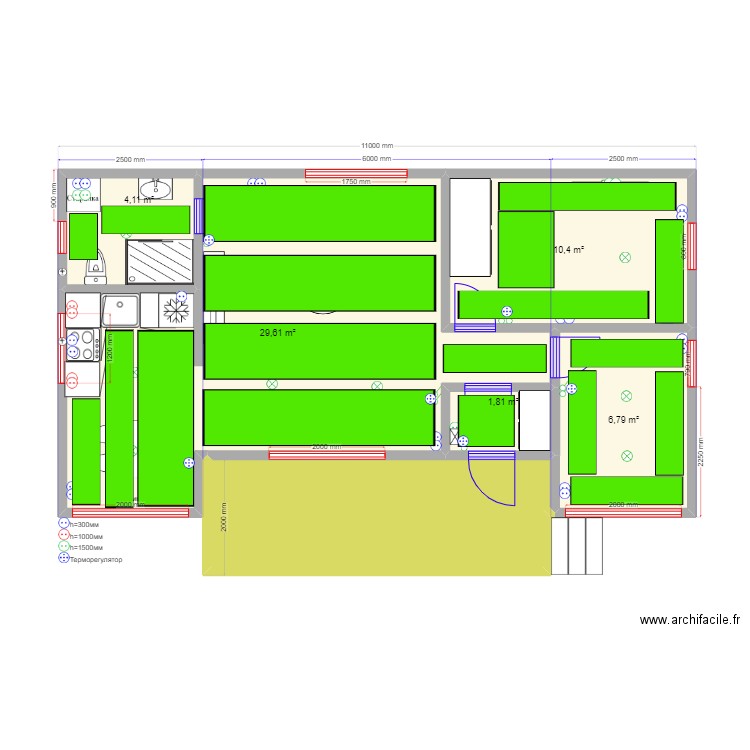60 1 Adel ТП. Plan de 0 pièce et 0 m2