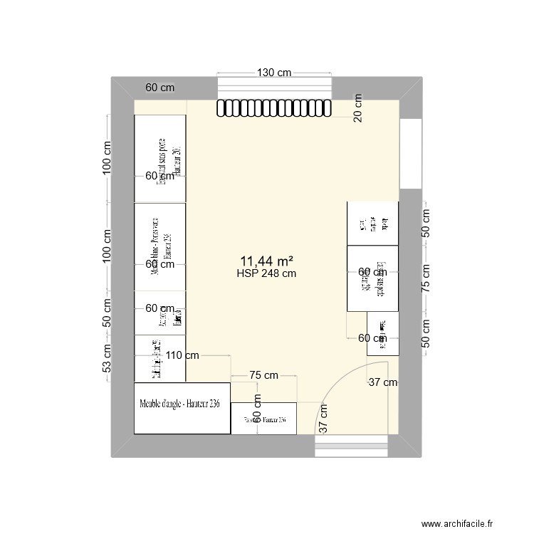 Dressing. Plan de 1 pièce et 11 m2