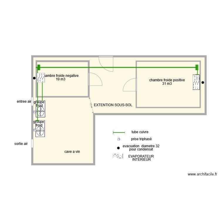 igloo chambre. Plan de 3 pièces et 84 m2