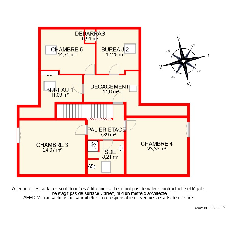 bi 8871 ETAGE . Plan de 10 pièces et 120 m2