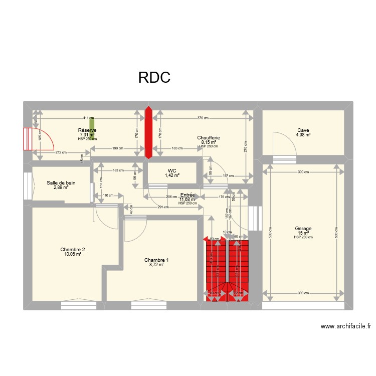 CHALET RDC. Plan de 9 pièces et 70 m2