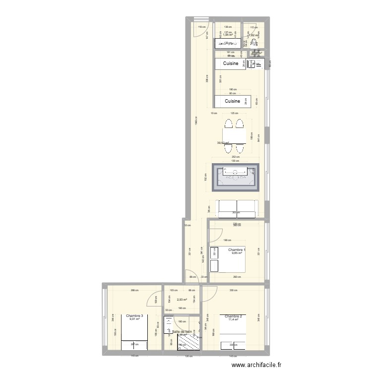 MARECHAL_LECLERC. Plan de 9 pièces et 81 m2