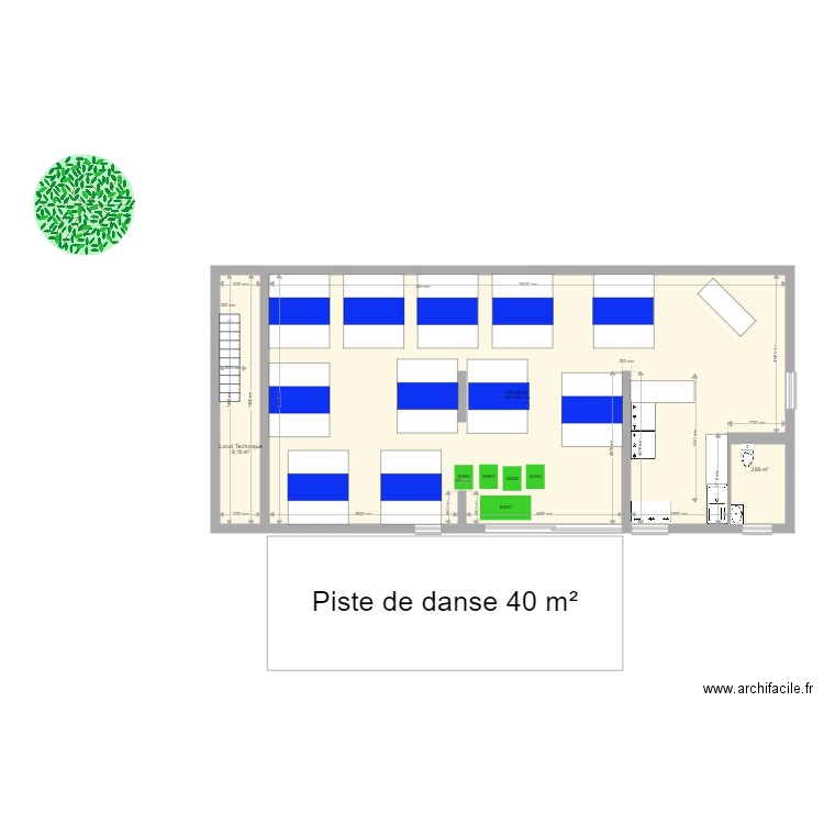 Salle de réception. Plan de 3 pièces et 122 m2