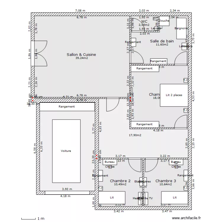 Plan villa 2D. Plan de Plan villa 2D. Plan de