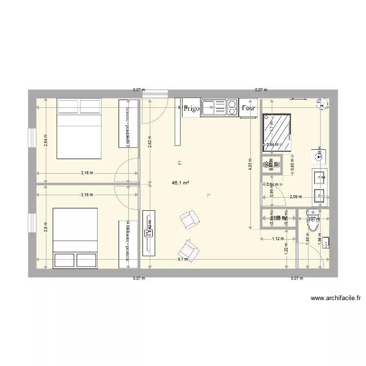 cozes 50m etage. Plan de 