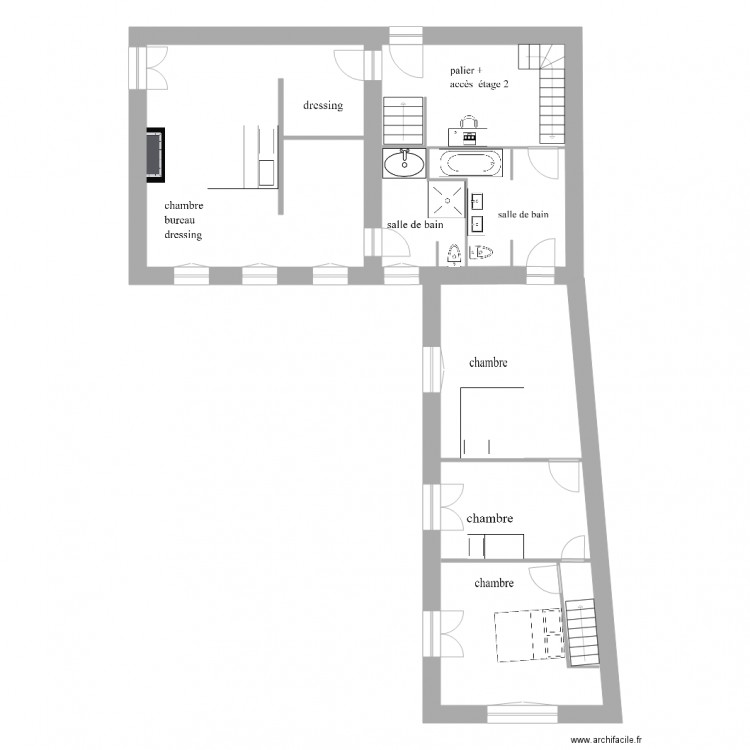 rousseloy maison principale 1 er étage. Plan de 0 pièce et 0 m2