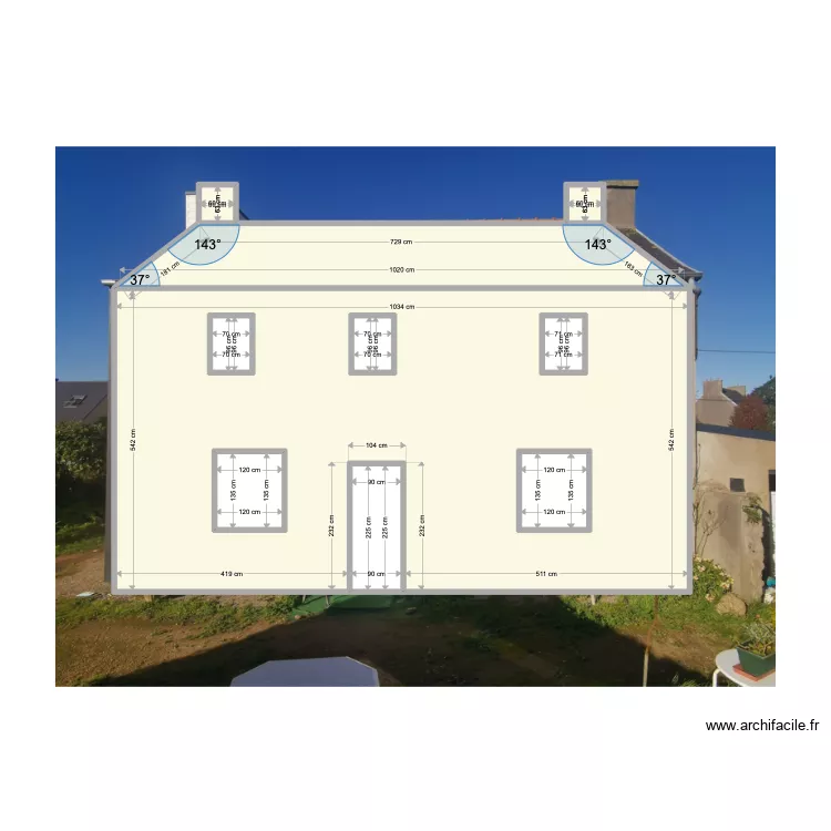 Façade Sud LE VILLARD. Plan de Façade Sud LE VILLARD. Plan de