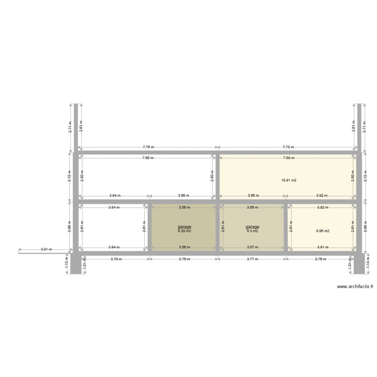 maison 2 garages avancés coupe longitu coté nord . Plan de 0 pièce et 0 m2