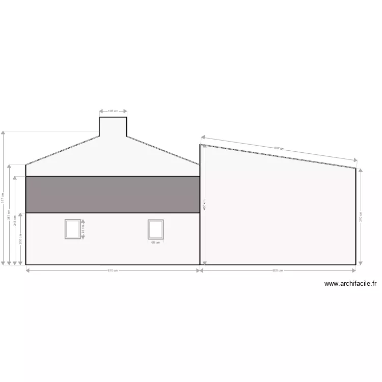 DP4 PLAN FACADE OUEST apr&egrave;s travaux. Plan de 