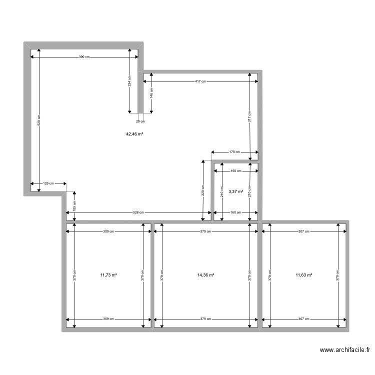 projet plan mira et daniel. Plan de 5 pièces et 84 m2