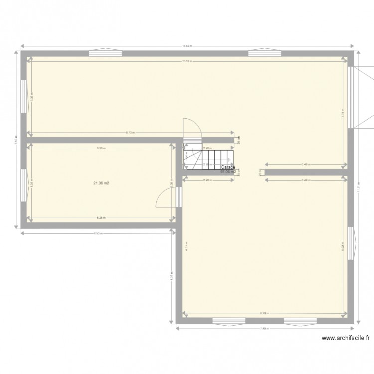 Baudel SS. Plan de 2 pièces et 118 m2