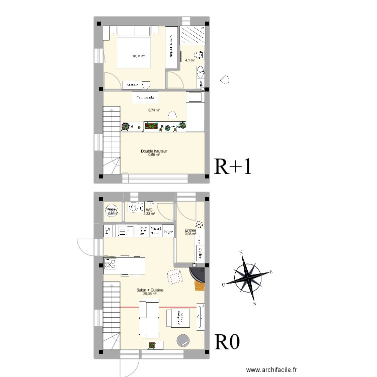 Appart dav et marjo modif 09/23. Plan de 8 pièces et 65 m2