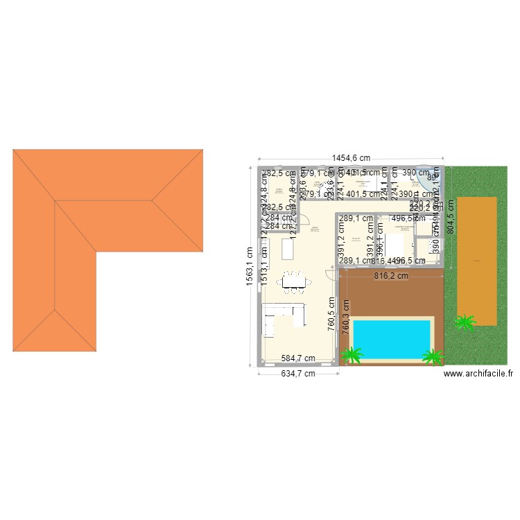 Nouveau projet nouveau avec garage sans bug 134.77. Plan de 9 pièces et 220 m2