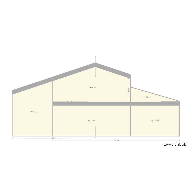 corinne facade ouest pas touche 2. Plan de 5 pièces et 57 m2