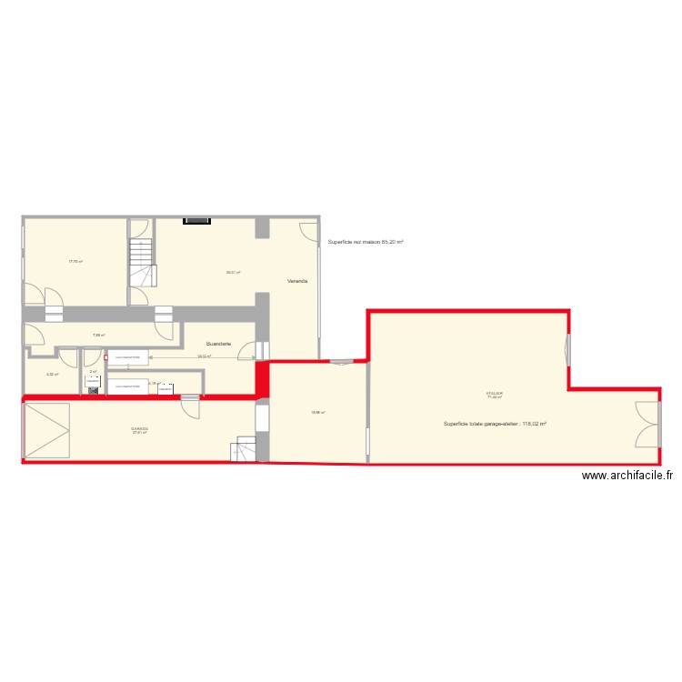 Garage et atelier. Plan de 0 pièce et 0 m2