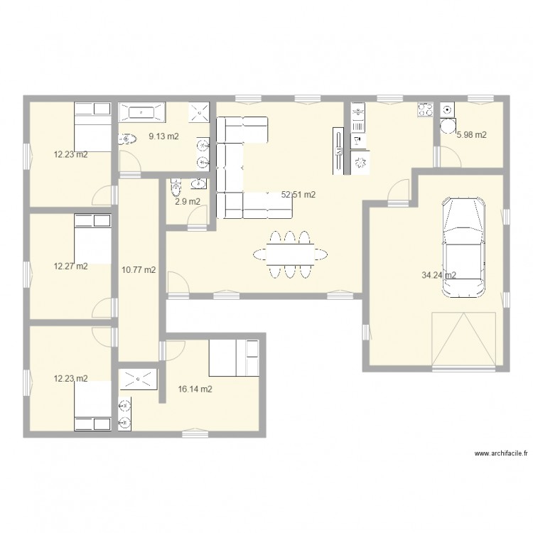 Plam de maison 140 m2 . Plan de 0 pièce et 0 m2