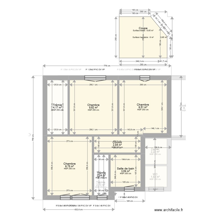 ML22013314. Plan de 14 pièces et 96 m2