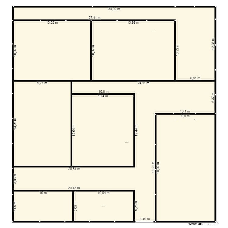 Champ. Plan de 9 pièces et 1189 m2