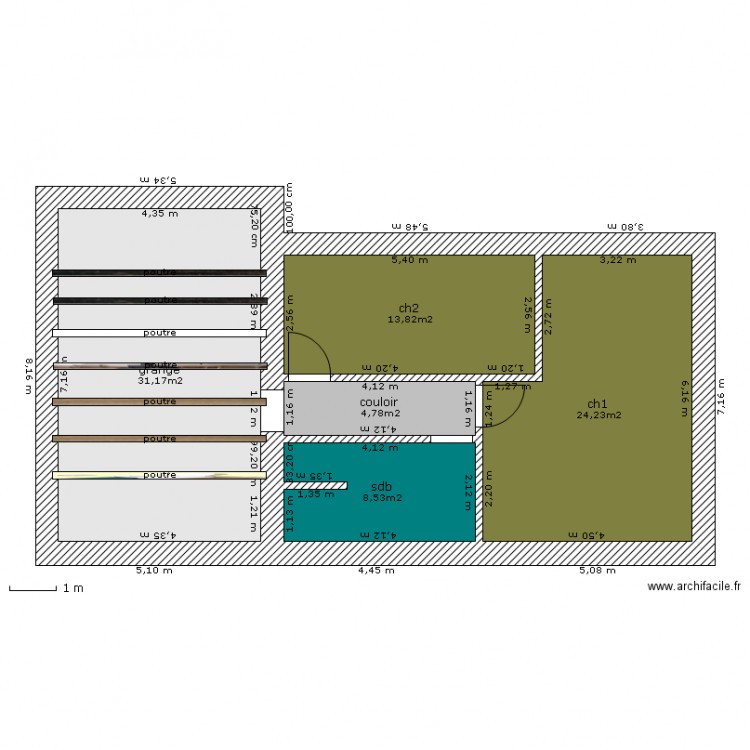 etage futur. Plan de 0 pièce et 0 m2