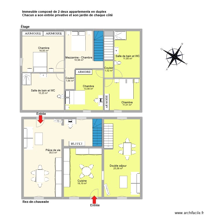 GIGOUT Jeandelaincourt. Plan de 14 pièces et 173 m2