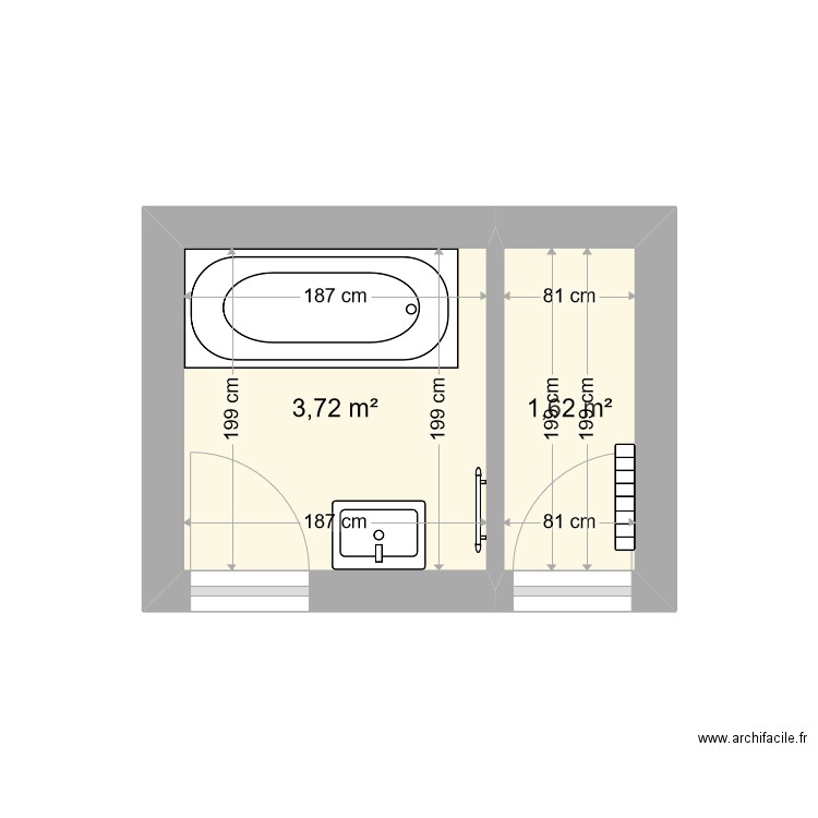 MATHILDE BENOIST. Plan de 2 pièces et 5 m2