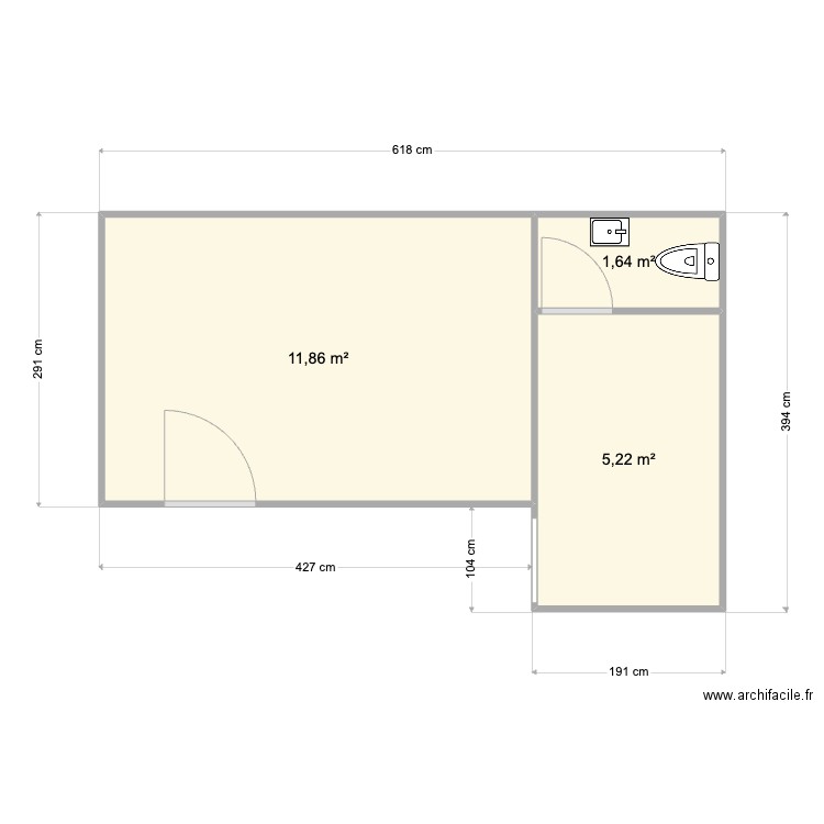 Abri de jardin Pénerf. Plan de 3 pièces et 19 m2