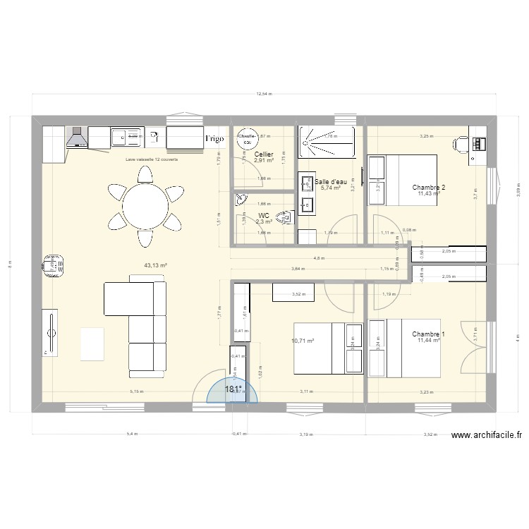 BERGHONE CULTURES. Plan de 7 pièces et 88 m2