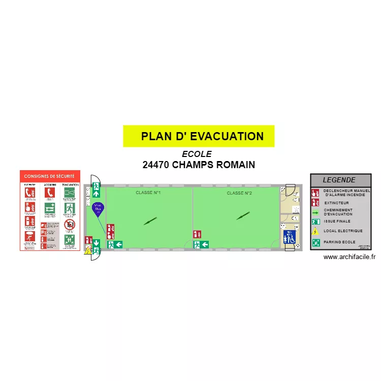 champs romain plan evacuation. Plan de 