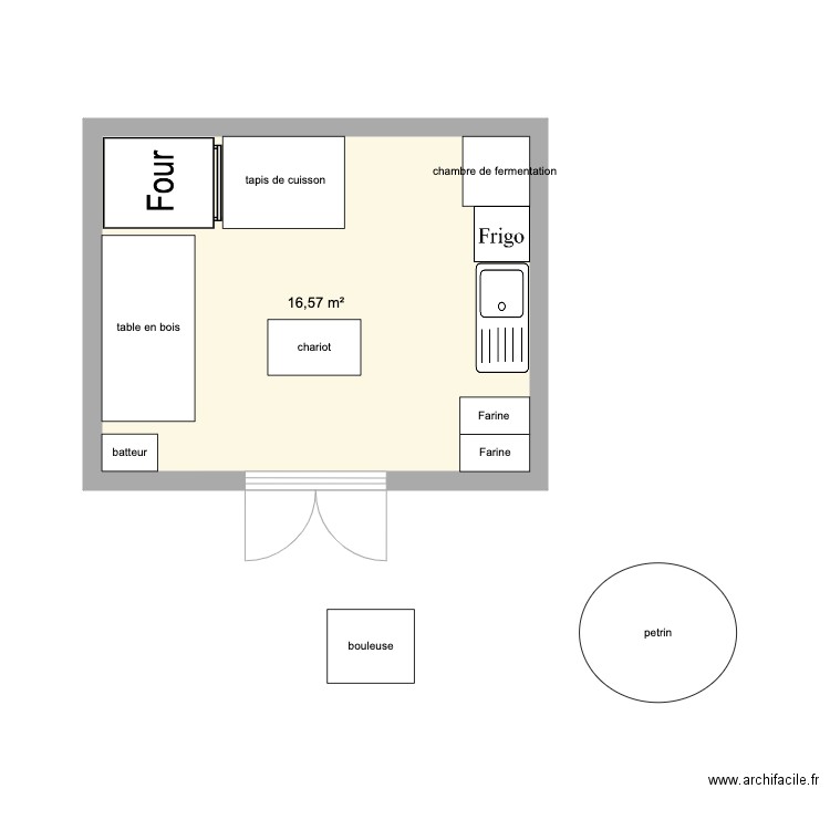 fournil de boulangerie. Plan de 0 pièce et 0 m2