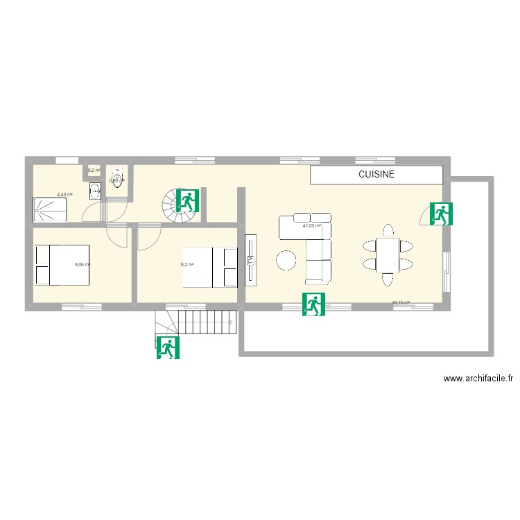 MAISON. Plan de 7 pièces et 83 m2